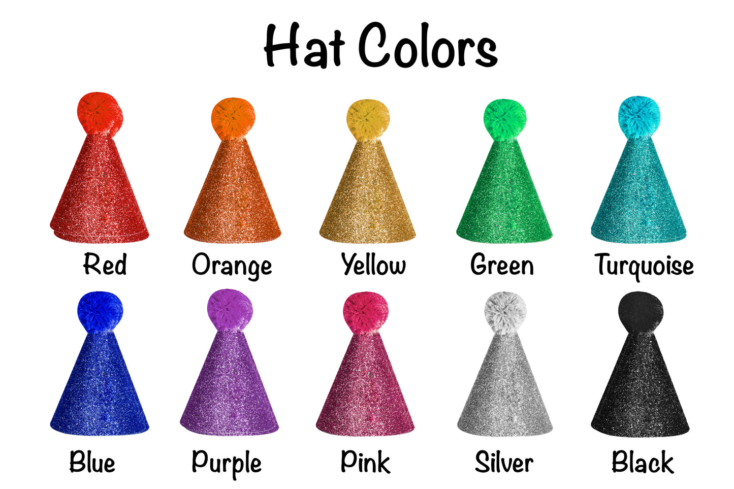 Custom Sparkle Party Hat Cupcake Toppers