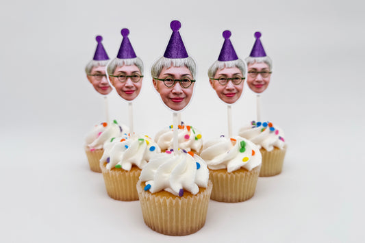 Custom Sparkle Party Hat Cupcake Toppers