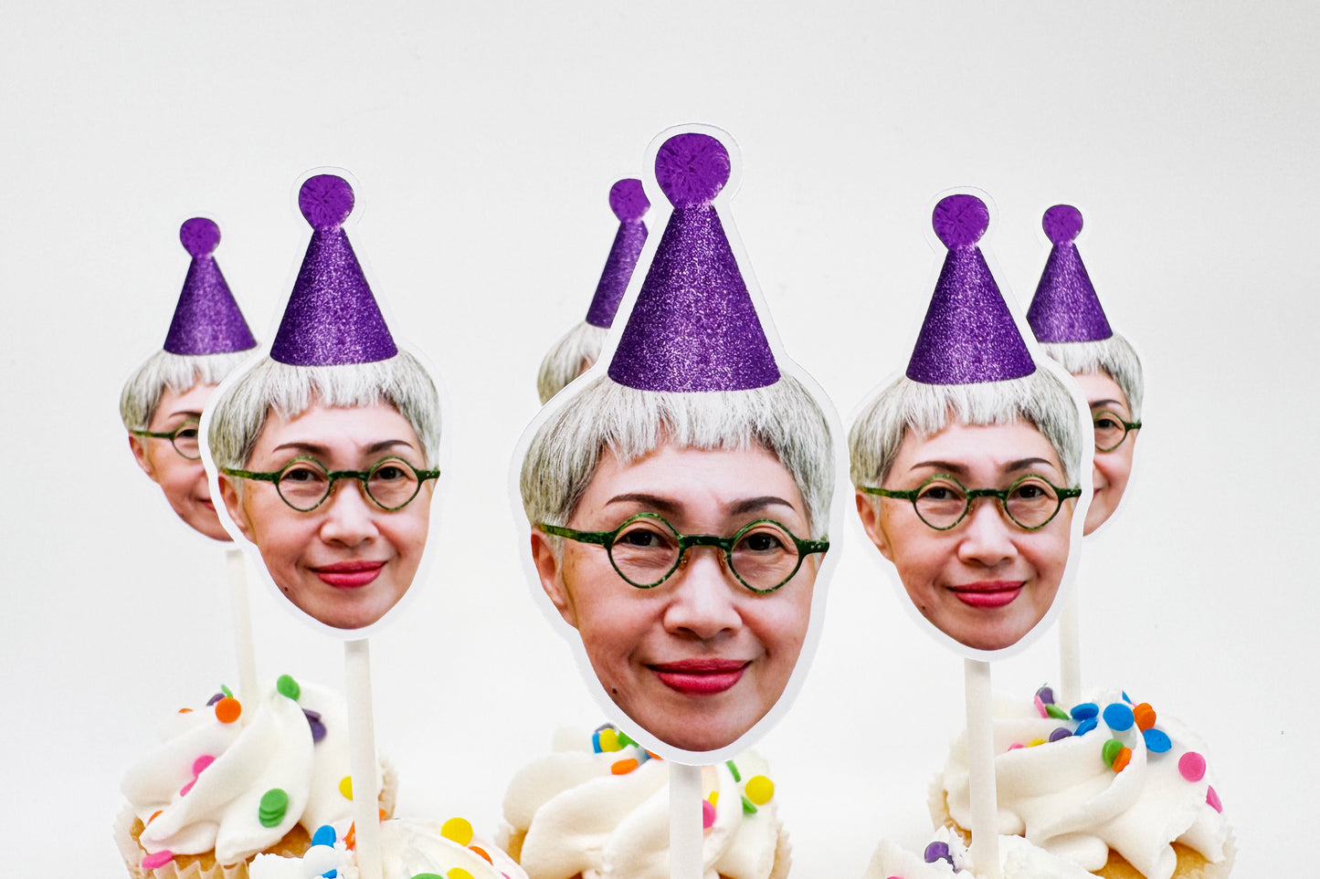 Custom Sparkle Party Hat Cupcake Toppers