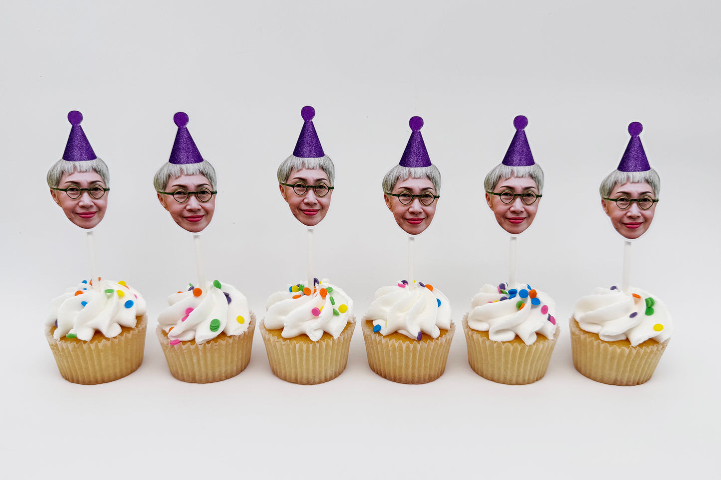 Custom Sparkle Party Hat Cupcake Toppers